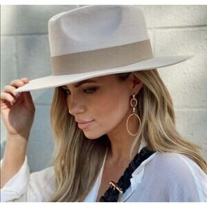 TERESSA FOGLIA x Curateur Lynn Felt Hat Cream Tan Western Boho Indie Festival